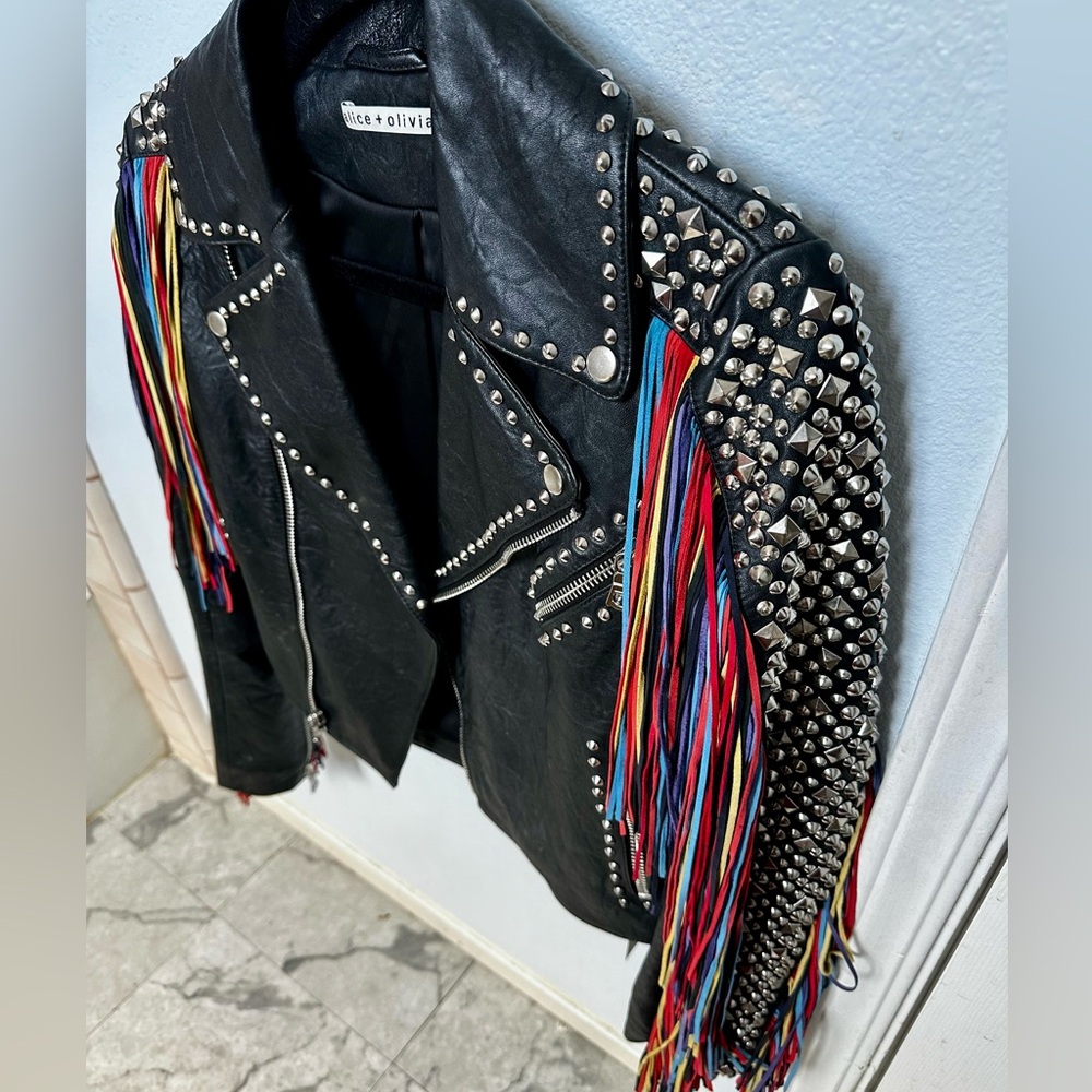 Alice + Olivia Cody studded leather jacket - Picture 1 of 13